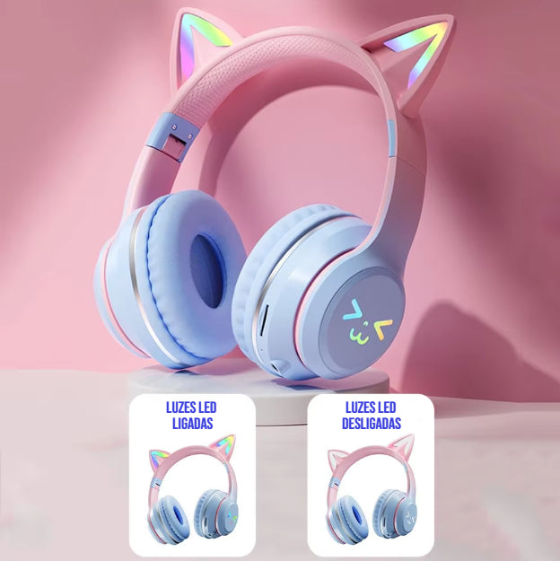 Anime Cute Ears Fones de Ouvido Premium Bluetooth