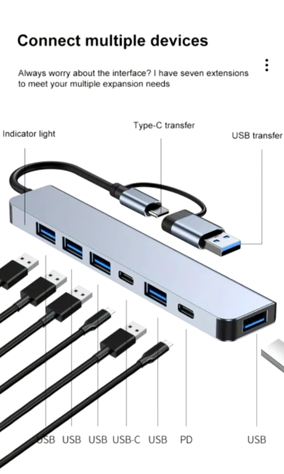 Multi USB Hub 7 Portas em 1