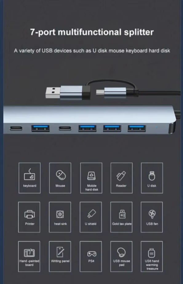 Multi USB Hub 7 Portas em 1